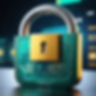 A secure padlock symbolizing data security during transfer