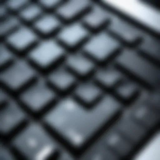Close-up view of a laptop keyboard highlighting unresponsive keys.