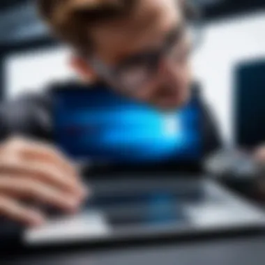 Tech-savvy individual performing maintenance on a laptop.