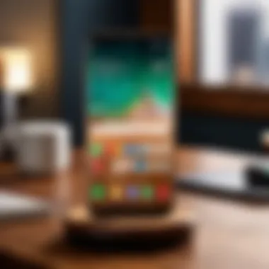 Sophistication meets Technology Elegant Cricket Samsung Phone on Wooden Desk
