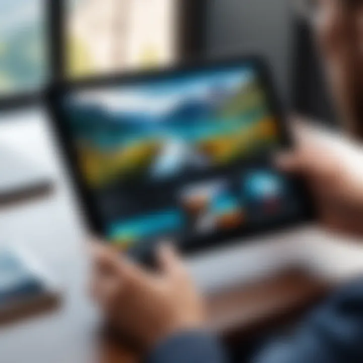 A close-up of a tablet showcasing the Duo app's features and settings