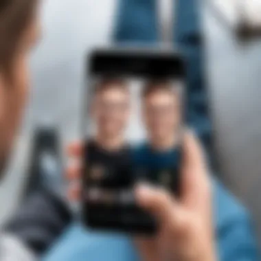 A sleek smartphone displaying the Duo app interface with a clear video call in progress