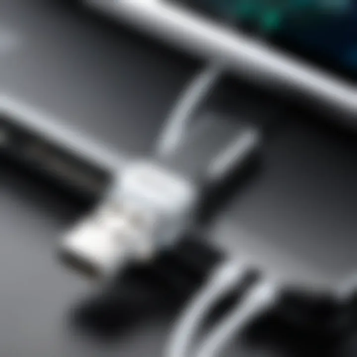 A close-up view of USB-C ports highlighting versatility across devices.