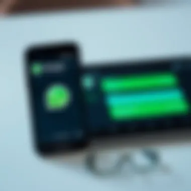 Smartphone with WhatsApp and a tablet showing synced messages