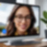 Illustration of Google Duo interface on a computer screen