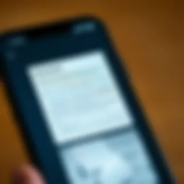 Close-up of a scanned document on a smartphone
