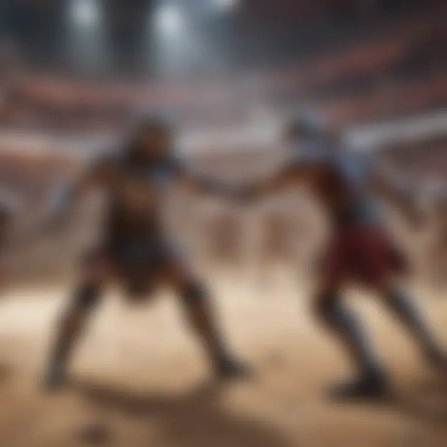 Virtual Gladiators Battling in Arena