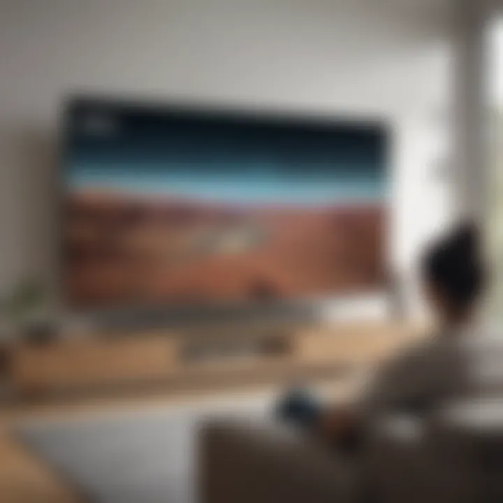 Person watching CW on a sleek smart TV